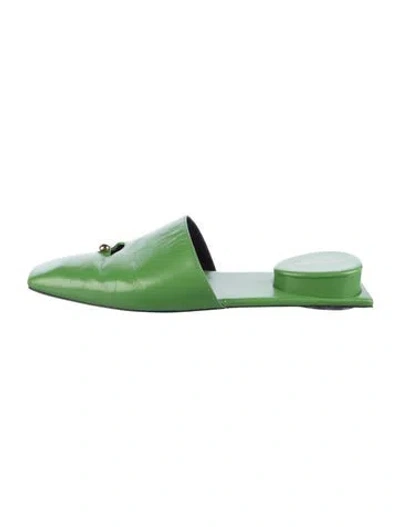 Pre-owned Tory Burch Leather Mules In Green
