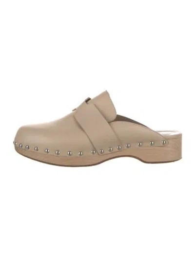 Pre-owned Tory Burch Leather Mules In Neutral