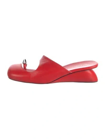 Pre-owned Tory Burch Leather Mules In Red