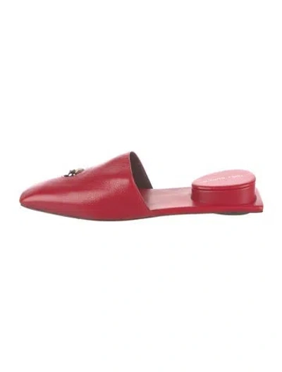 Pre-owned Tory Burch Leather Mules In Red