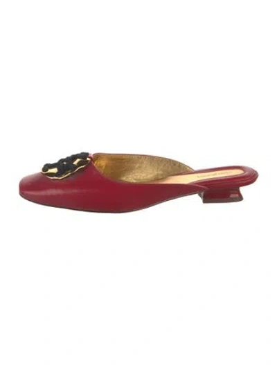 Pre-owned Tory Burch Leather Mules In Red
