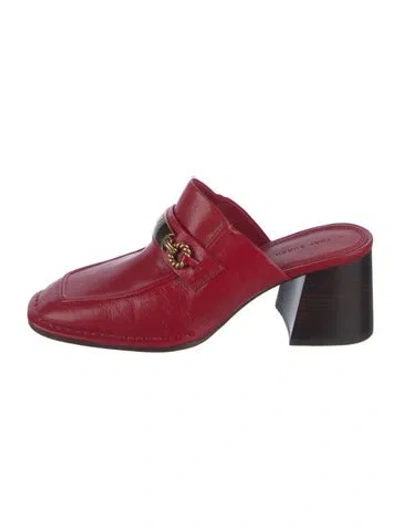 Pre-owned Tory Burch Leather Mules In Red