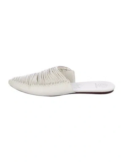 Pre-owned Tory Burch Leather Mules In White