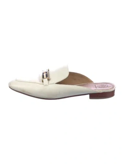 Pre-owned Tory Burch Leather Mules In White