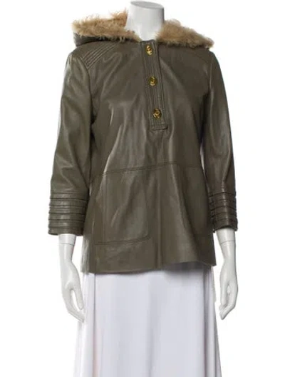 Pre-owned Tory Burch Leather Parka In Neutral