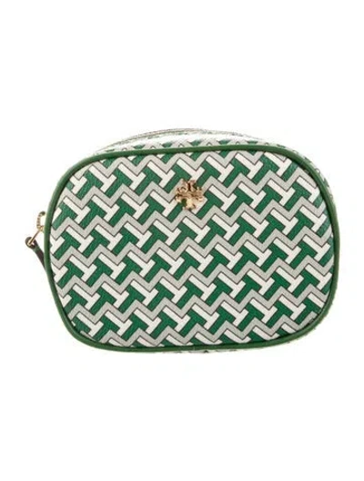 Pre-owned Tory Burch Leather Pattern Print Cosmetic In Multi