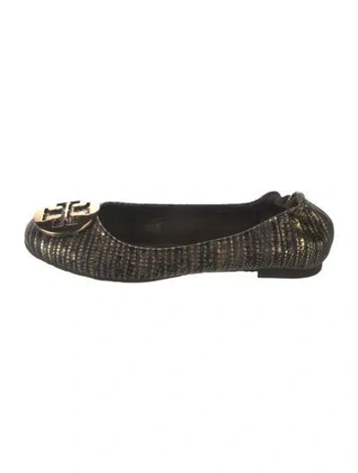Pre-owned Tory Burch Leather Patterned Ballet Flats In Brown