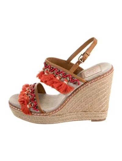 Pre-owned Tory Burch Leather Patterned Espadrilles