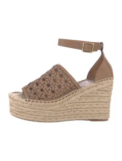 Pre-owned Tory Burch Leather Patterned Espadrilles In Brown