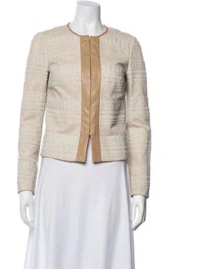 Pre-owned Tory Burch Leather Patterned Jacket In Brown