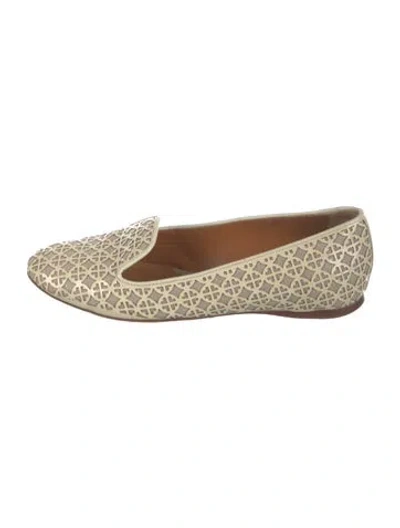 Pre-owned Tory Burch Leather Patterned Loafers In Brown/neutrals
