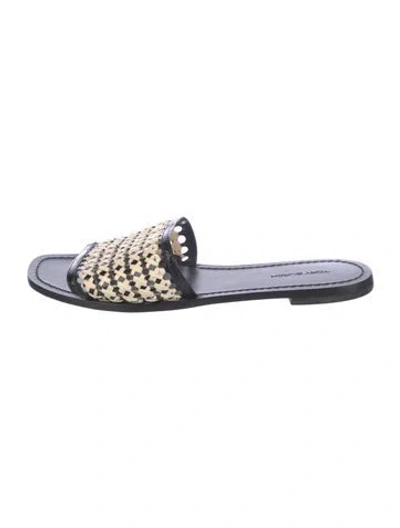 Pre-owned Tory Burch Leather Patterned Slides In Multi