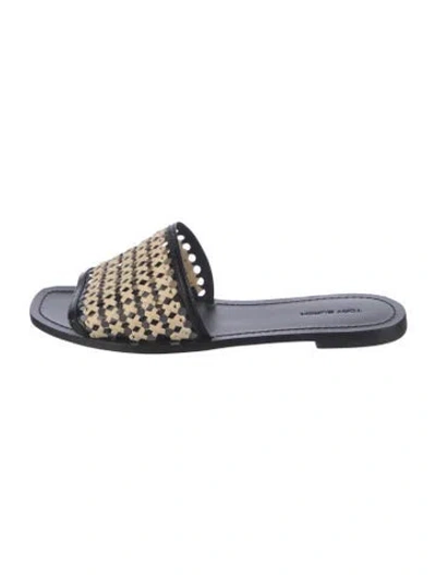 Pre-owned Tory Burch Leather Patterned Slides In Multicolor