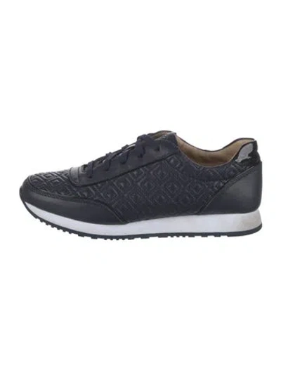 Pre-owned Tory Burch Leather Patterned Sneakers In Blue