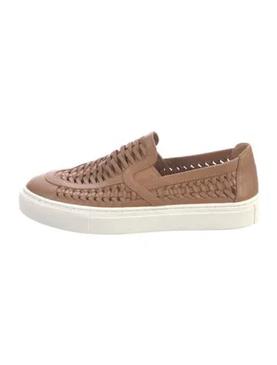 Pre-owned Tory Burch Leather Patterned Sneakers In Brown