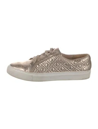 Pre-owned Tory Burch Leather Patterned Sneakers In Metallic/neutrals