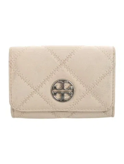 Pre-owned Tory Burch Leather Patterned Wallet In Neutrals