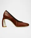 Tory Burch Leather Peep Toe Pumps In Brown