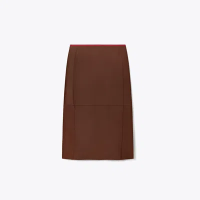 Tory Burch Leather Pencil Skirt In Brown