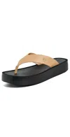 Tory Burch Platform Flip-flop In Ginger Shortbread/black