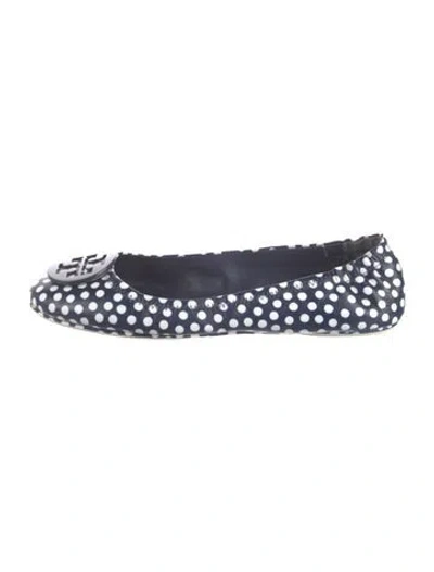 Pre-owned Tory Burch Leather Polka Dot Print Flats In Blue
