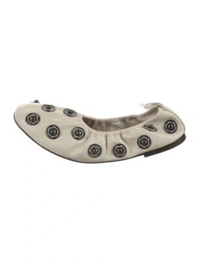 Pre-owned Tory Burch Leather Printed Ballet Flats In Neutral
