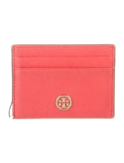 Pre-owned Tory Burch Leather Printed Card Holder In Red