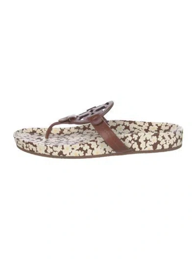 Pre-owned Tory Burch Leather Printed Espadrilles In Brown