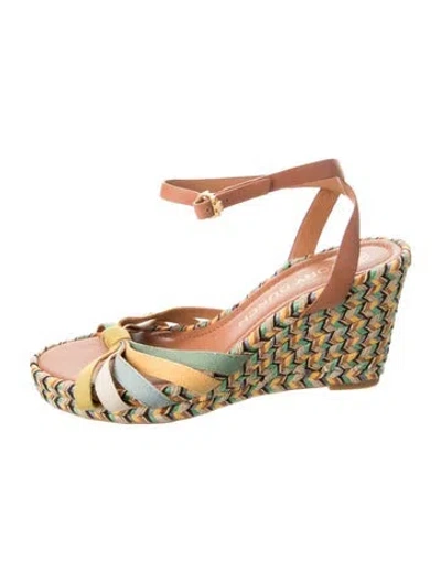 Pre-owned Tory Burch Leather Printed Espadrilles In Multi