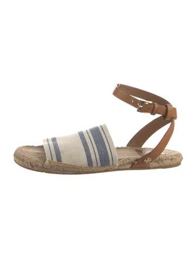 Pre-owned Tory Burch Leather Printed Espadrilles In Neutral