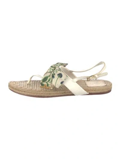Pre-owned Tory Burch Leather Printed Espadrilles In Neutral