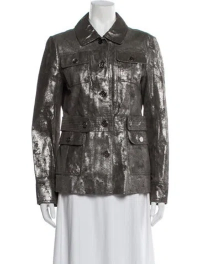 Pre-owned Tory Burch Leather Printed Evening Jacket