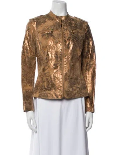 Pre-owned Tory Burch Leather Printed Jacket