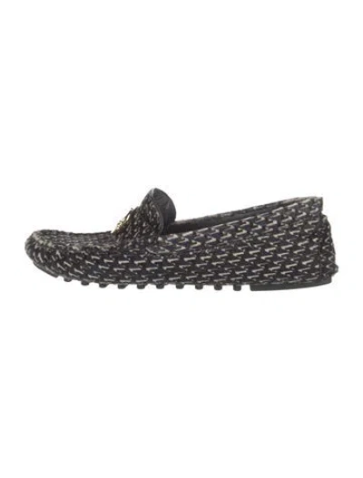 Pre-owned Tory Burch Leather Printed Loafers In Blue