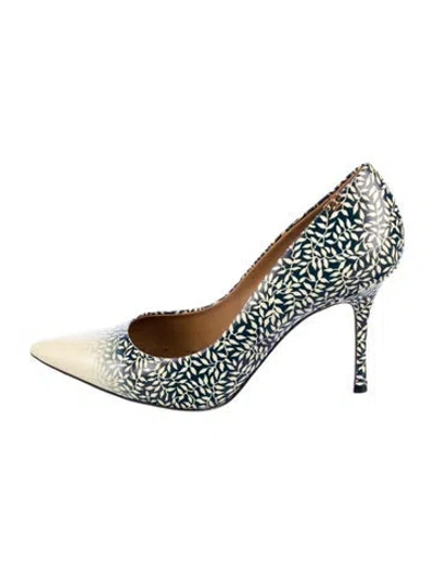 Pre-owned Tory Burch Leather Printed Pumps In Blue