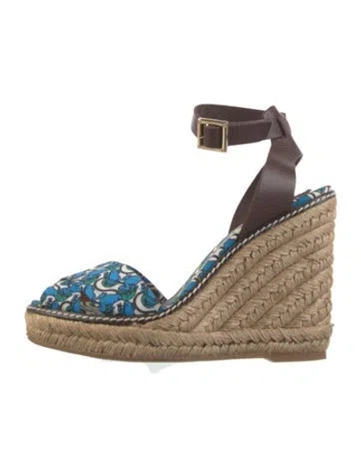 Pre-owned Tory Burch Leather Printed Pumps In Blue