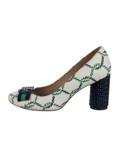 Pre-owned Tory Burch Leather Printed Pumps In Multi