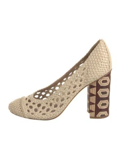 Pre-owned Tory Burch Leather Printed Pumps In Neutral