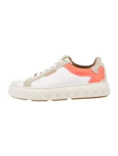 Pre-owned Tory Burch Leather Printed Sneakers In Neutral