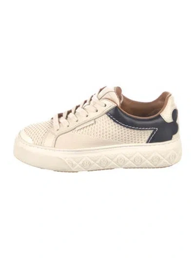 Pre-owned Tory Burch Leather Printed Sneakers In Neutral