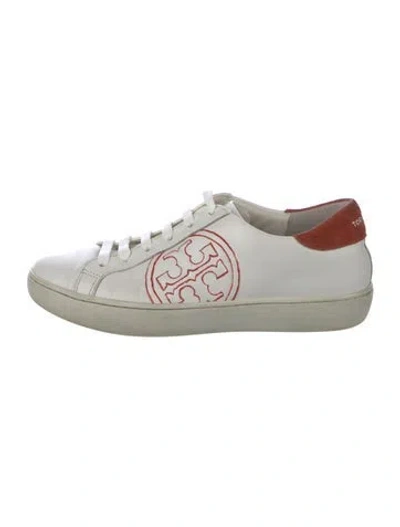 Pre-owned Tory Burch Leather Printed Sneakers In White