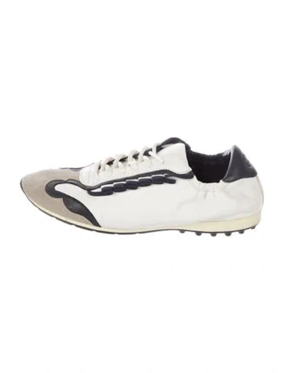 Pre-owned Tory Burch Leather Printed Sneakers In White