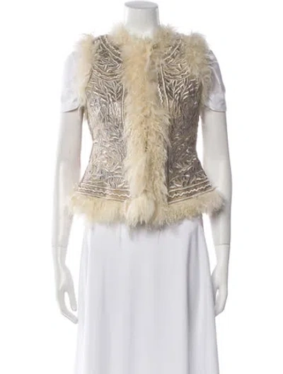 Pre-owned Tory Burch Leather Printed Vest In Neutral