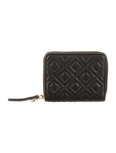 Pre-owned Tory Burch Leather Printed Wallet In Black