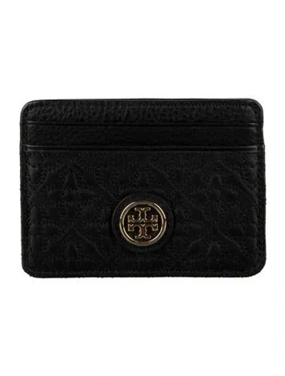 Pre-owned Tory Burch Leather Printed Wallet In Black