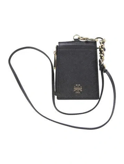 Pre-owned Tory Burch Leather Printed Wallet In Black