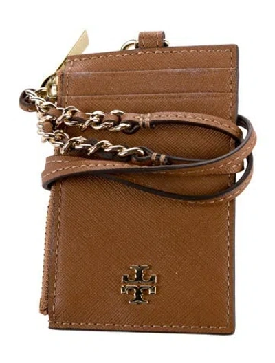 Pre-owned Tory Burch Leather Printed Wallet In Brown