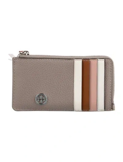 Pre-owned Tory Burch Leather Printed Wallet In Gray