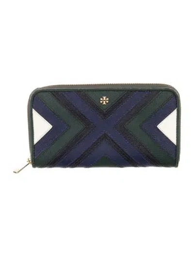 Pre-owned Tory Burch Leather Printed Wallet In Multi