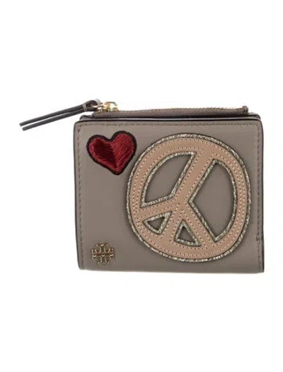 Pre-owned Tory Burch Leather Printed Wallet In Neutral